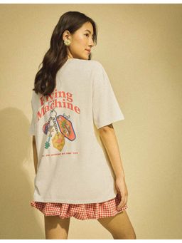 Flying Machine - Women White Cotton Graphic T-shirt