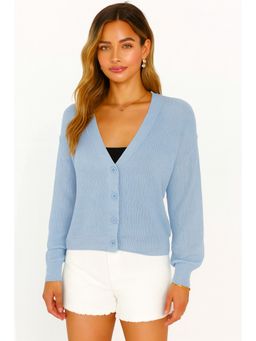 NOBARR - Women Blue Viscose Solid Cardigan