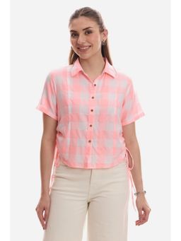 Virgio - Women Pink Collar Neck Half Sleeves Shirt