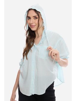 Virgio - Women Blue Collar Neck Full Sleeves Shirt