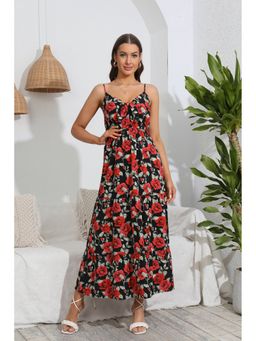 Outzidr - Multicolored Sleeveless Floral Sweetheart Flared Dress