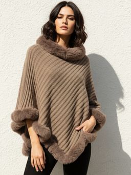 Outzidr - Women Brown Polyester Textured Sweater