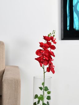 At Home by Nilkamal - Orchid Butterfly Artificial Stick|for Home Décor|Pack of 1|105 cm|Red