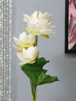 At Home by Nilkamal - Lotus Artificial Stick|for Home Décor|Pack of 1|105 cm|White
