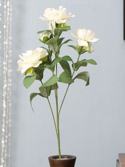 At Home by Nilkamal - Rose Bush Artificial Stick|for Home Décor|Pack of 1|65 cm|White