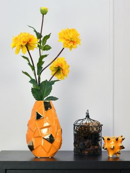 At Home by Nilkamal - Dahlia Artificial Stick|for Home Décor|Pack of 1|80.5 cm|Yellow