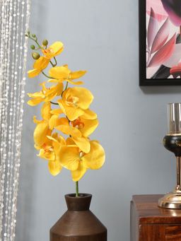 At Home by Nilkamal - Orchid Butterfly Artificial Stick|for Home Décor|Pack of 1|105 cm|Yellow