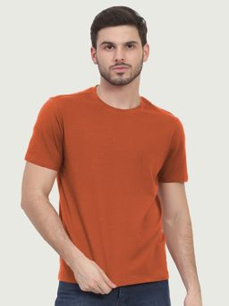 FREECULTR - Orange Men's Organic Cotton Solid Crew Neck Half Sleeve T-Shirt