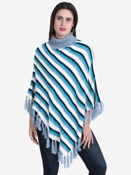 JOE Hazel - Striped Sky Blue Colour Poncho