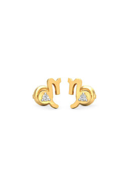Candere by Kalyan Jewellers - 18K Yellow Gold and Diamond Capricorn Earring for Women