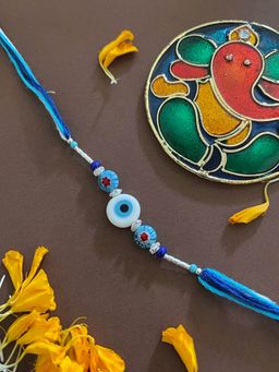 Digital Dress Room - Beautiful White Evil Eye Rakhi Beads Thread Rakhi