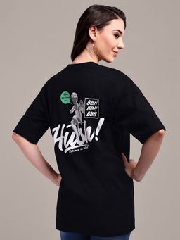 IKI CHIC - Black Oversized Graphic Print T-Shirt