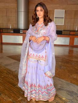 Gopi Vaid - Lilac Sara Short Sharara (Set of 3)