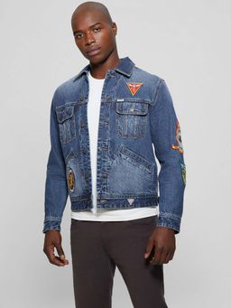 Guess - Men Blue Solid Denim Jacket