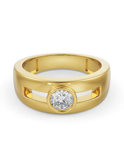 EMORI - Solitaire Round Wedding Band for Men in 18KT Gold | Authentic & Certified Lab Diamonds