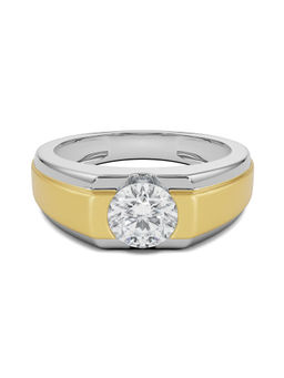 EMORI - Two-Tone Round Engagement Men's Ring in 14KT Gold | Authentic & Certified Lab Diamonds