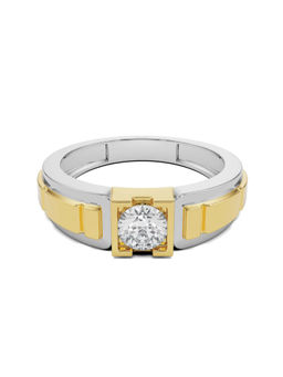 EMORI - Two-Tone Round Timeless Men's Ring in 14KT Gold | Authentic & Certified Lab Diamonds