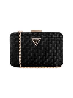 Guess - Women'S Braided Black Pure Polyester Tiller Minaudiere Crossbody Bag