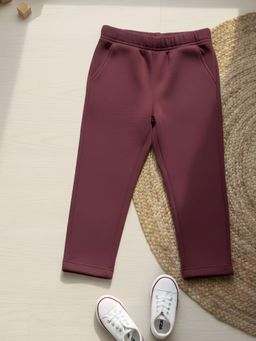 RIGO - Girls Solid Maroon Terry Pant