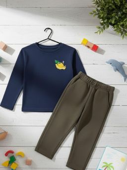 RIGO - Boys Navy Blue Printed Cotton T-Shirt with Pant