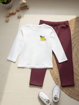 RIGO - Boys White Printed Cotton T-Shirt with Pant