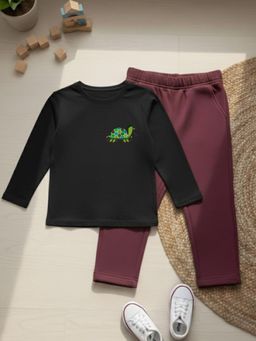 RIGO - Boys Black Printed Cotton T-Shirt with Pant