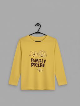 RIGO - Boys Printed Yellow Regular Fit Full Sleeves Cotton Casual T-Shirt