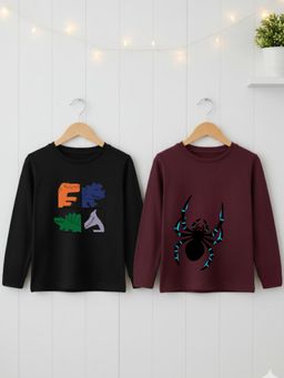 RIGO - Boys Printed Multi-Color Regular Fit Casual T-Shirt (Pack of 2)