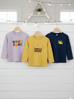 RIGO - Boys Printed Multi-Color Regular Fit Casual T-Shirt (Pack of 3)