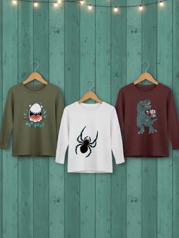 RIGO - Boys Printed Multi-Color Regular Fit Casual T-Shirt (Pack of 3)