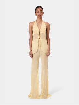 BEYOND - Yellow Shell Trim Flared Trousers