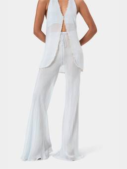 BEYOND - Blue Shell Trim Flared Trousers