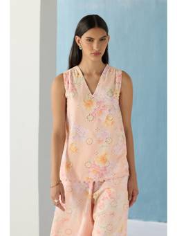 Ancestry - Pink Dreamy Florals Schiffli Top