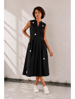 CANOOPI - Black Canvas Dot Midi Dress