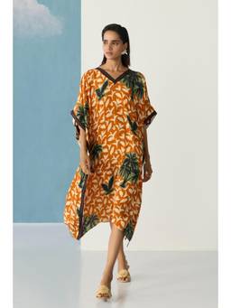 Ancestry - Rust Ochre Palm Kaftan Dress