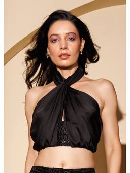 SEORAA - Black Mehrnaaz Crop Top