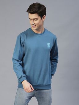 RIGO - Men Light Blue Back Printed Oversize Fleece Sweatshirt