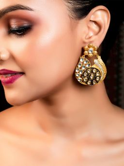 AG'S - Anvita White Kundan Gold Plated Earring