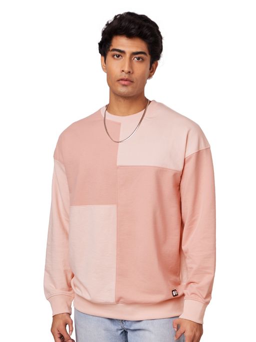 Buy The Souled Store Solid Pastel Pink Colour Block Cotton Men