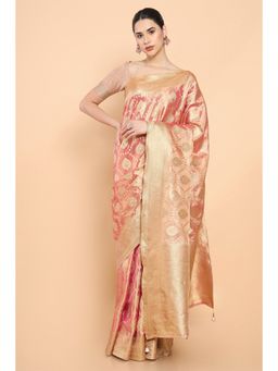 Soch - Women Pink Silk Handloom Saree with Unstitched Blouse