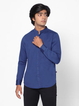 TeenTrums - Boys Full Sleeve Slub Cotton Navy Blue Shirt