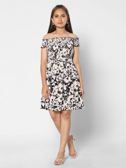 TeenTrums - Girls Smocking Dress Black White
