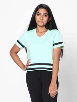 TeenTrums - Girls Cotton Solid Crop Top Mint