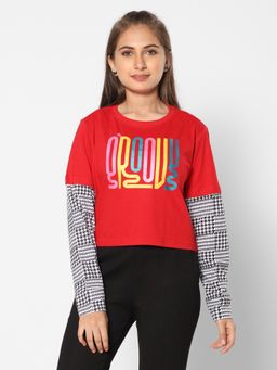 TeenTrums - Girls 100% Cotton Cut & Sew Crop Top Red