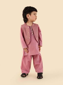 Fabindia - Purple Cotton Kurta With Nehru Jacket & Pyjama