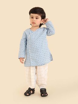 Fabindia - Blue Cotton Kurta With Dhoti Pant
