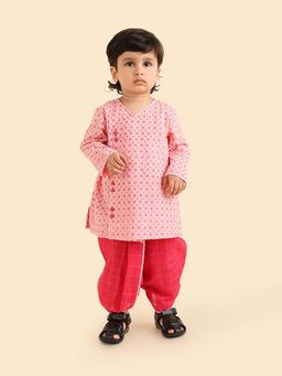 Fabindia - Pink Cotton Kurta With Dhoti Pant