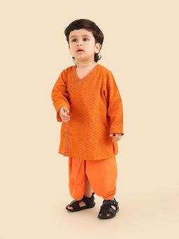 Fabindia - Mustard Cotton Dobby Kurta With Dhoti Pant
