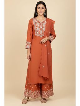 Autumnlane - Gaurisha Yam Work Kurta With Palazzo & Dupatta