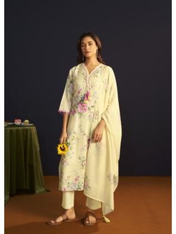 Autumnlane - Itrh Canary Cotton Linen Kurta With Pant & Dupatta